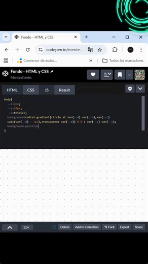 mentesgeeks on Instagram: "✨ Fondo punteado solo con CSS ✨ ¿Sabías que puedes crear fondos increíbles sin imágenes usando solo HTML y CSS? En este vídeo te enseño a crear un background punteado con radial-gradient 👩‍💻🎨 ✔️ Ligero ✔️ Responsive ✔️ 100% personalizable Ideal para diseño web y frontend 💡 🔗 Código: https://wuolah.com/apuntes/lenguajes-de-marcas-y-sistemas-de-gestion-de-informacion/html-css-java-script-fondo-html-pdf-13142617?utm_source=wuolah&utm_medium=referral&utm_campaign=file