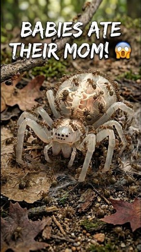 Baby Spiders That Eat Their Mom?! 🤯 #shorts #animals #wildlife #viral