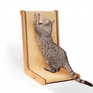 CheerPals Sisal Cat Scratcher 105° L-Shape Solid Wooden Scratching Pad Vertical Cat Scratching Board Post Cat Furniture for Indoor Cats, Large(22.7"x14.6"x19.2")