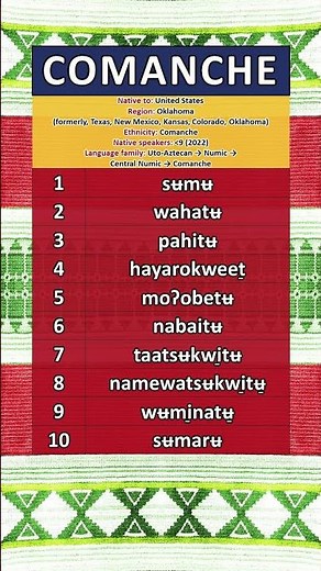 1 to 10 in Comanche #indigenous #languagelearning