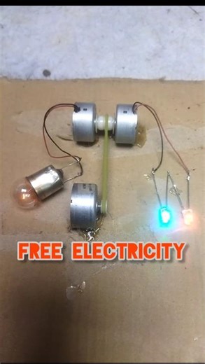 ⚡ 3 DC Motor Free Electricity Experiment 😱 LED + 12V Light ON!