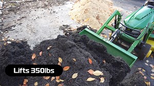 8.1K views · 1.2K reactions | Transform any outdoor space into a showcase with the LGM-100. Our powerful and versatile electric front-end loader fits all John Deere X300 & X500 series lawn tractors. Turn yard work into yard play with LGM USA. | LGM USA | Facebook