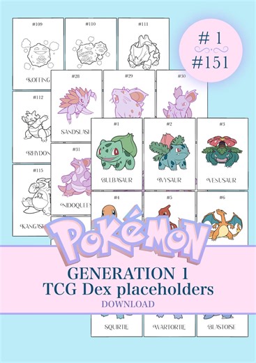 Pokémon National Pokédex 151: Printable Binder Pages & Placeholders - Etsy