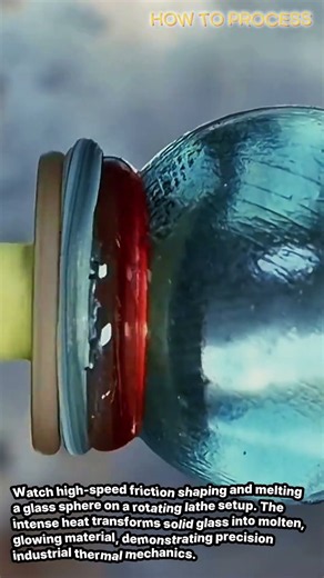 Thermal Glass Friction Experiment on Lathe #worker #process #physics #thermal #workshop
