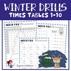 Winter Math Review Activities | Multiplication Tables 1-10 Fluency Worksheets