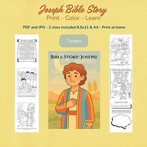 Joseph Bible Story Coloring Pages: Christian Sunday School Printable (PDF Download) - Etsy