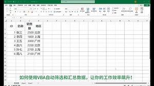 使用VBA自动筛选和汇总数据