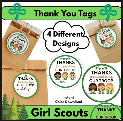 Girl Scout Thank You Tags | Troop Appreciation, 4 Designs (instant Download) - Etsy