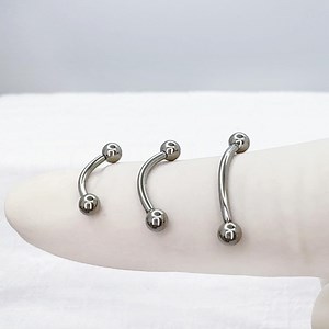 Implant Grade Titanium Threadless Push in Curved Barbell With One Fixed Ball 16G 14G - Etsy