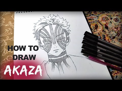 How to draw Akaza - easy step by step drawing | Demon Slayer
