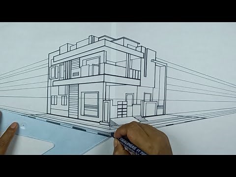 COMO DIBUJAR UNA CASA CON DOS PUNTOS DE FUGA (Perspectiva Oblicua)