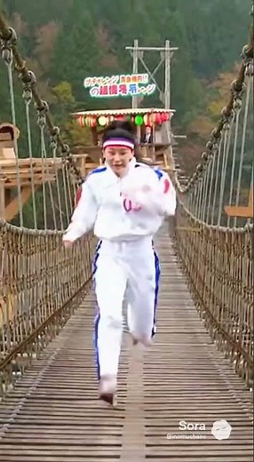 Japanese TV shows were the most extreme in the world - Dangerous Suspension Bridge Sprint Challenge