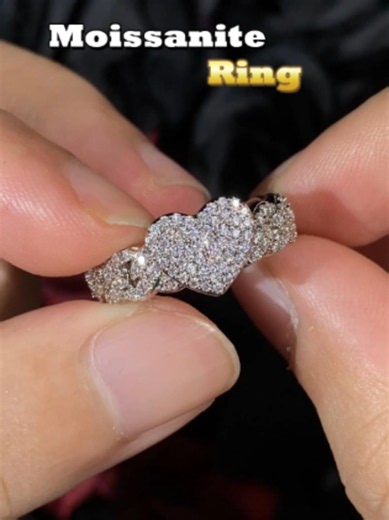 Just Landed on TikTok Shop The Heart-Shaped Cuban Moissanite Ring.#delzzad #14kgold #jewelrytiktok #iceout #sohochic #moissanitering #viraltiktok #ring #moissanite #Ring #icedoutjewelry #cuban #heartjewelry #cubanring #hiphopjewelry