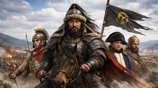 History’s greatest conquerors ranked by land taken, from Cortés and Napoleon to Genghis Khan