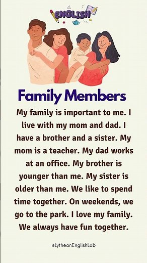 Meet My Family 👨‍👩‍👧‍👦 | English Reading Practice for ESL Students #english #easyenglisheveryday