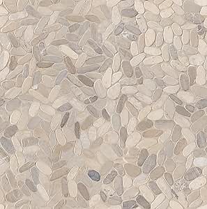 MSI Sliced Pebble Truffle Tumbled Marble Tile for Kitchen Backsplash, Wall Tile for Bathroom, Floor Tile, and Shower Wall Tile, 12 in. x 12 in. Mesh-Mounted Mosaic Tile (9.7 sq. ft.)