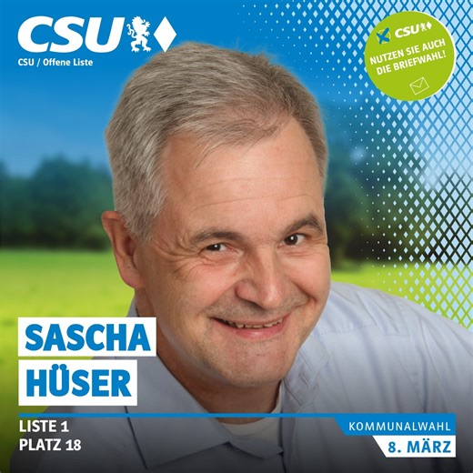 CSU Eckersdorf on Instagram: "Für unsere Gemeinde tritt auf Listenplatz 18 an: 👤 Sascha Hüser 🎂 Alter: 55 Jahre 🏘 Wohnort: Tröbersdorf 💼 Beruf: Controller 💍 Familienstand: verheiratet, zwei Kinder 🤝 Ehrenamt / 🎯 Hobby: Bürgerverein Tröbersdorf, Geselligkeitsverein Tröbersdorf, Imkern 💬 Warum ich mich politisch engagiere: Jahrelangen Stillstand beenden. Positive Entscheidungen für alle Gemeindebürger. Neue Ideen für mehr Gewerbe, mehr Lebensmittel-Märkte, lebens- und liebenswerter. Zukünf