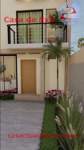 PLANO de CASA PEQUEÑA y 💲💲ECONÓMICA 5x9 metros 2 Pisos #fachadasdecasas #casapequeña