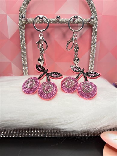 Bling 8 Ball Pink Cherries Charms/keychain - Etsy