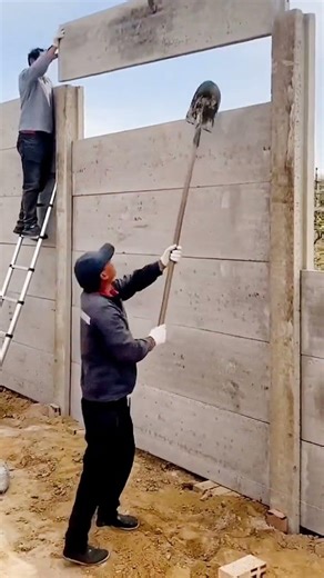concrete fence installation process #shorts