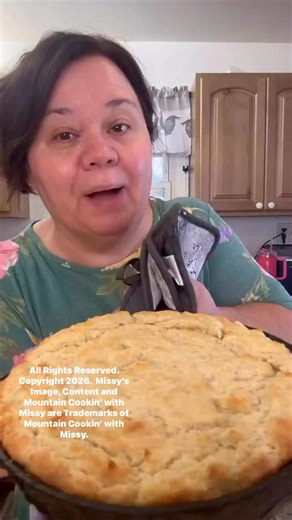 If you think you can't make biscuits? Well you can make this! It's one big biscuit that we always called pone bread! #mountaincookinwithmissy #missyjonescookbook #ponebread #homemadebiscuits | Mountain Cookin’ with Missy