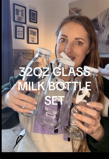 If you’re still storing drinks in plastic, this is your sign to upgrade 🤍 These 32oz glass bottles are perfect for iced coffee, cold brew, juice, plant-based milk, iced tea — literally anything. They come with multiple lids a pour spout, they’re dishwasher safe, and they make your fridge look so much more organized. No plastic taste, no mess, just an easy everyday kitchen staple you’ll actually use. If you want your fridge to be more functional and aesthetic, you need these. @QVC, Inc #fridgeor