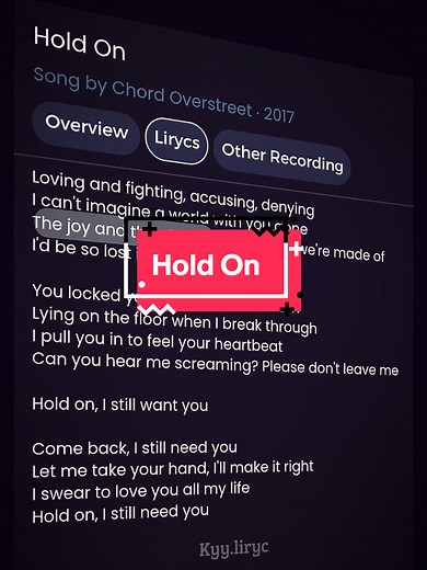 Hold On - Chord Overstreet Lyrics and Meaning