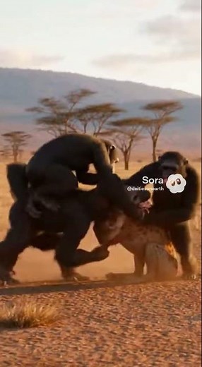 Chimpanzees vs. Hyena