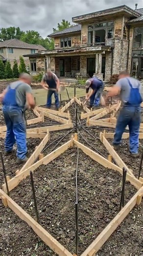 Most satisfying backyard work: Building the trending neon geometric patio. 🧱✨ (Wait for it)