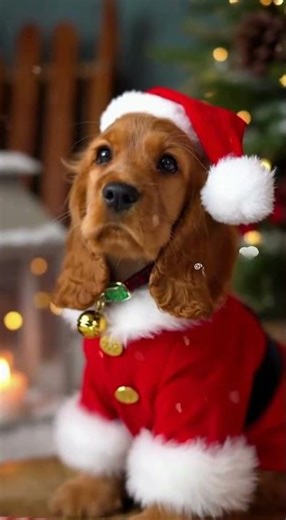 🎄 Festive Cocker Spaniel Takes on the Holidays! 🐾❤️
