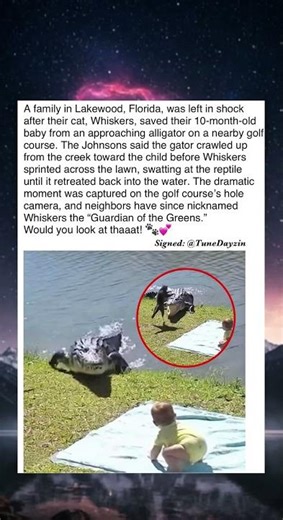 Cat Saves Baby From Alligator On Florida Golf Course