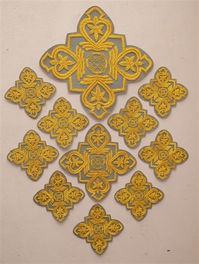 Hand Embroidered Church Vestment Cross Set – Bullion Wire Liturgical Applique (11 Pcs) - Etsy