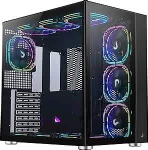 Case Computer Rise Mode USA Galaxy Glass Standard 10 x 120mm Fans ARGB Pre-Installed, Mid Tower Tempered Glass, ATX Black