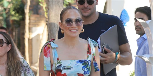 Jennifer Lopez Wore the Perfect Flirty Floral Mini Dress to Lunch in Capri