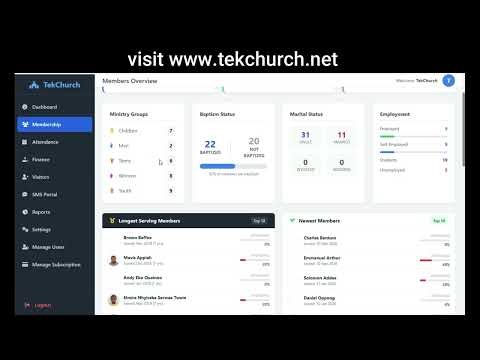 TekChurch Membership Dashboard Tutorial | Best Church Management System