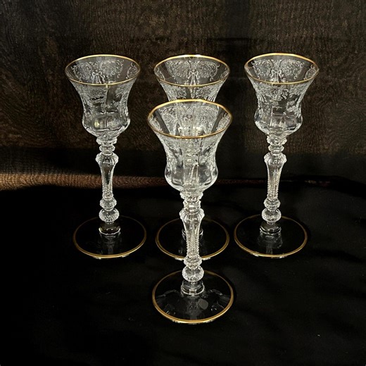 Vintage Cambridge Minerva Cordial Glasses, Set of 4, Gold Trim - Etsy