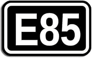 E85 Black Bumper Sticker (Business Corn Earth go Gas Vegan Anti Octane Alternate Fuel)