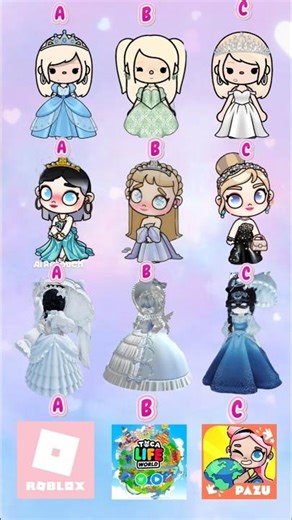 👑Princess Avatar👑 Roblox/TocaBoca/AvatarWorld A, B or C? #gaming#tocaboca#avatarworld#shorts#roblox