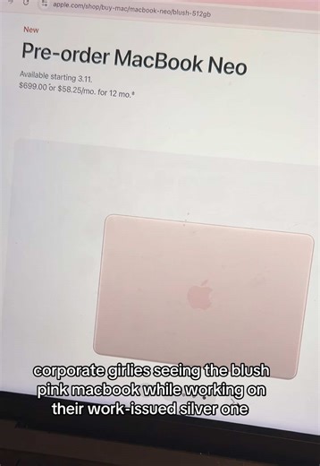 not to be dramatic but my productivity would increase 200% with the pink macbook 💻🎀 #corporategirlie #worktok #techgirlie #macbookneo #blushmac