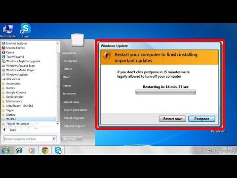Windows Update, Restart your computer to finish installing important updates, Windows 7
