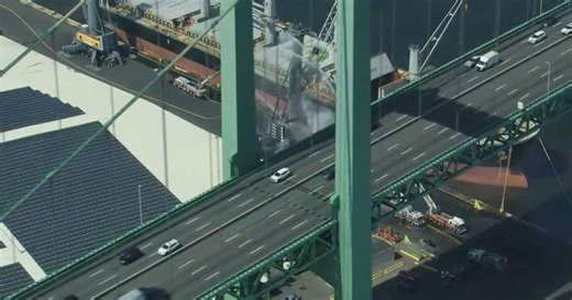 Crane catches fire in Gloucester City, Camden County