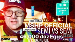 Missouri State Highway Patrol release their findings in the semi vs semi 'eggs and cooking oil' crash early Thursday morning on I-44. #KSN16 #JoplinNewsFirst #KODE12 CLICK⤵️for the full story: https://www.fourstateshomepage.com/news/local-news/i-44-west-bound-almost-became-a-breakfast-buffet-early-thursday-morning/1669974789 | Joplin News First