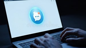 Person Typing on Laptop with AI Chatbot Interface, Showcasing Artificial Intelligence and Communication Technology Stock Footage - Video of screen, internet: 445587276