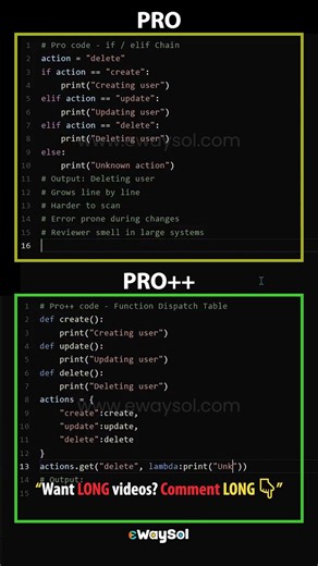 Python Pro vs Pro++ - Stop Writing if-elif Chains (Python TIP 27) #python #coding #learnpython