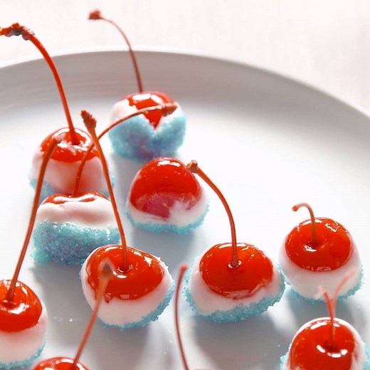 Nothing gets a 4th of July party going like these boozy Cherry Bombs. Full recipe: http://dlsh.it/JNK9o3q | Delish