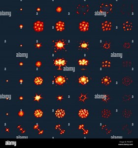 Pixel art explosions. game icons set. Comic boom flame effects for emotion. 8-Bit Vector. Bang burst explode flash nuclear bubble dynamite with smoke. Animation frame. Process steps, Video fire Stock Vector Image & Art - Alamy
