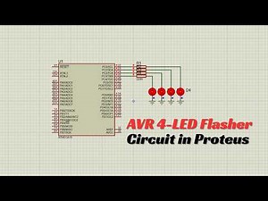 How to Build a 4-LED Flasher Circuit with ATMEGA16 AVR in Proteus | Step-by-Step Tutorial