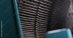 Close up of old typewriter mechanism while someone types. Static, high angle Stock Video