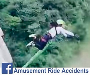 Bungy-jumper crashes 50ft into river bed when rope too long [April 27, 2017] This is the shocking moment a young woman bungy-jumped off the La Negra bridge in Bolivia, crashing at the speed of gravity into an ankle deep river below. In front of several spectators, she jumps and, as the rope is too long, she hits the shallow water and riverbed hard. Two people then rush to help the shocked woman, who is conscious. Witness Shyrleny Cuchallo Ribera, saw the terrible accident."It is not very common 