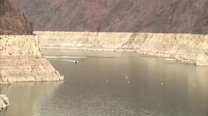Hoover Dam reservoir at historic low water level